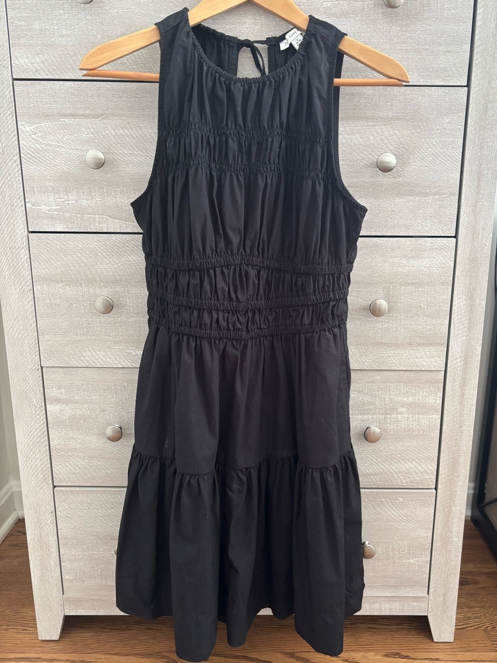 Free Assembly Black Smocked Cotton Mini Dress with Pockets NWOT Size S 4-6 - Picture 2 of 11